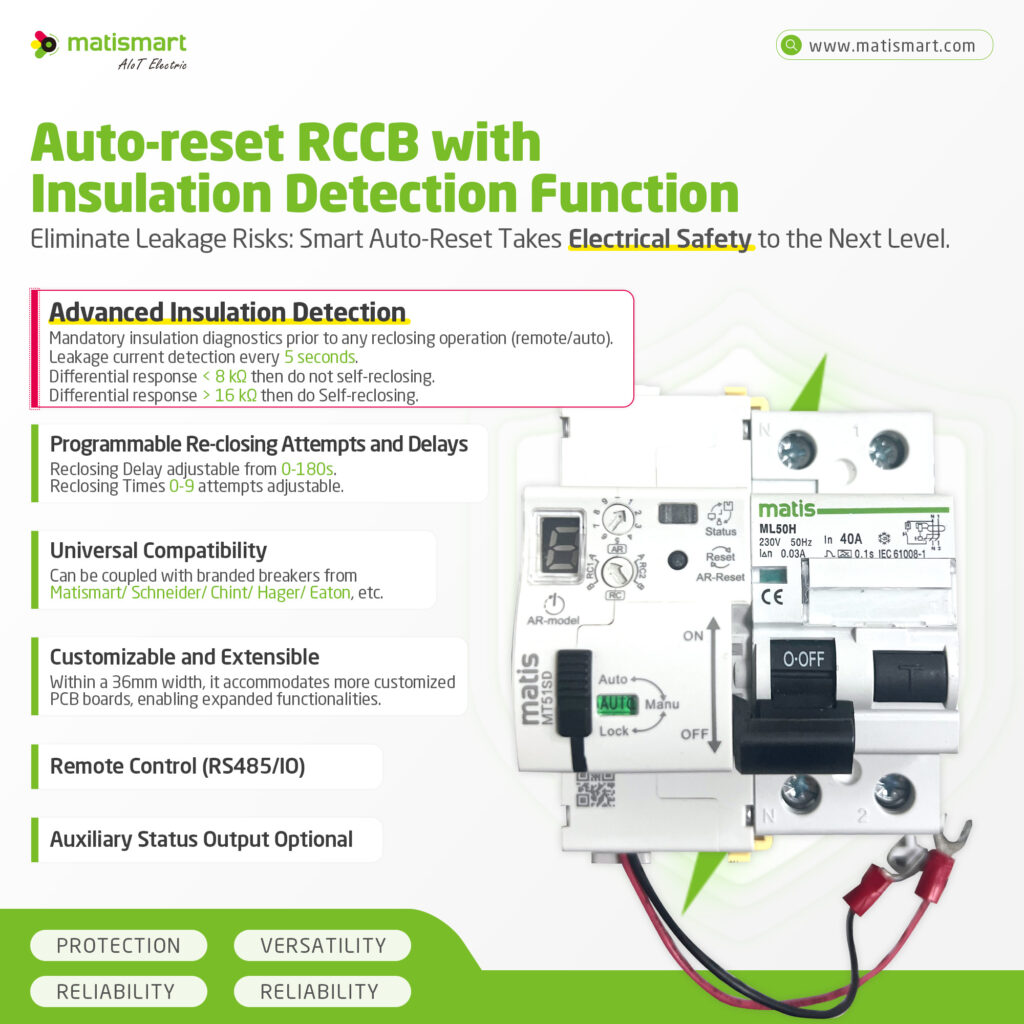 auto-reset RCCB with leakage detection function